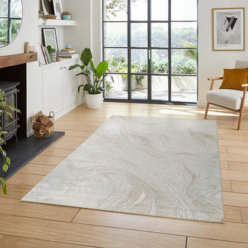 Perla Resin PER03 Modern Abstract Distressed Metallic Shimmer Soft Textured Polyblend Short Pile Ivory/Warm Beige/Champagne/Stone Taupe/Almond Rug-Desire Rugs-Rug Love - The Most Loved Rug Store